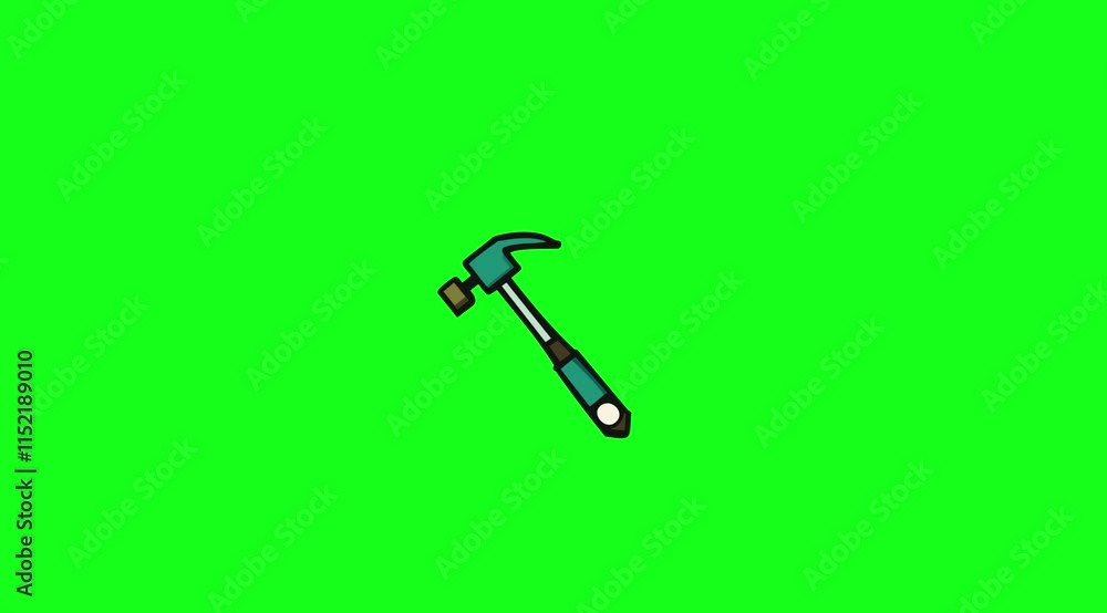 Hammer icon, green screen background. Hammer icon, green screen background.