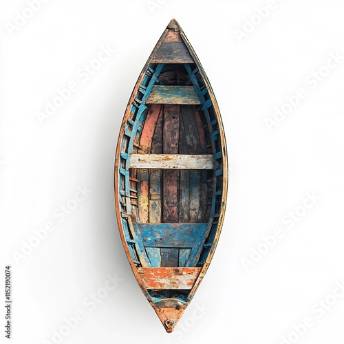 Weathered Wooden Boat from Kerala s Rustic Waterways Captured in Stunning Aerial View photo