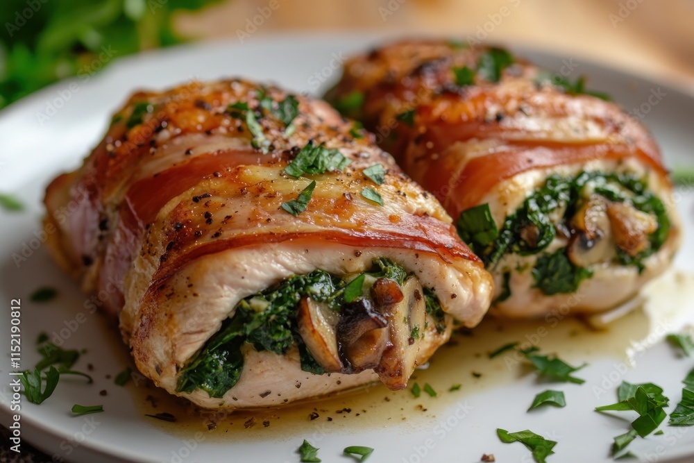 Bacon Wrapped Chicken Stuffed With Spinach And Mushrooms Bacon Wrapped Chicken Stuffed With Spinach And Mushrooms