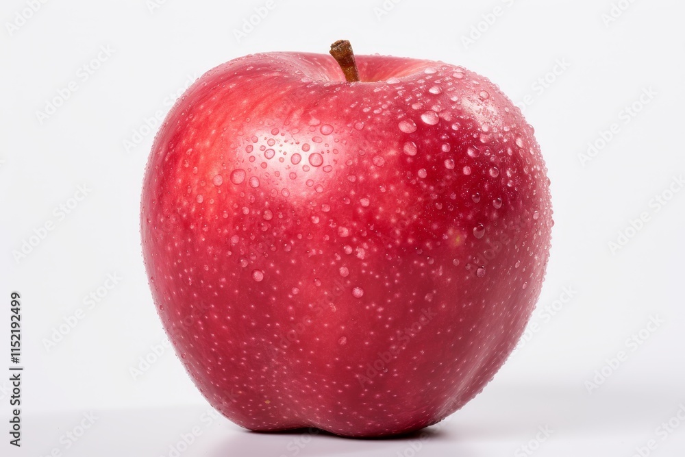 Single apple illustration on white background using red, burgundy, and light pink shades for depth Single apple illustration on white background using red, burgundy, and light pink shades for depth
