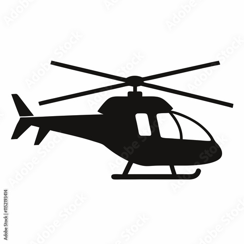 Black Helicopter Silhouette Vector Art