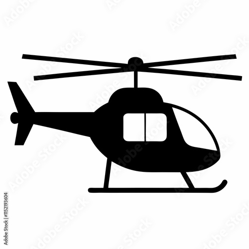 Black Helicopter Silhouette Vector Art