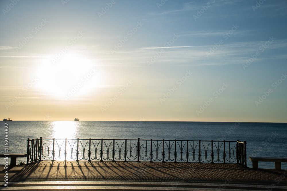 sunrise tarragona beachfront at viewpoint promenade in clear sky morning in the mediterranean sea vacation destination calm sea peaceful in europe sunrise tarragona beachfront at viewpoint promenade in clear sky morning in the mediterranean sea vacation destination calm sea peaceful in europe