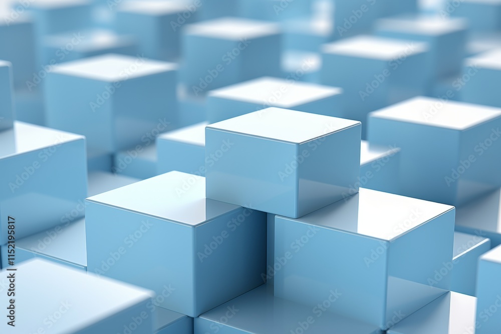 Obraz premium Mesmerizing cube illusions overlapping blue and white silhouettes creating 3d visual deception