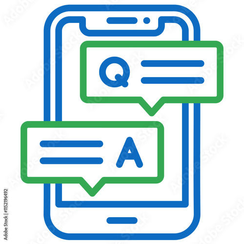 Q & A vector contact us communication line dual tone icon
