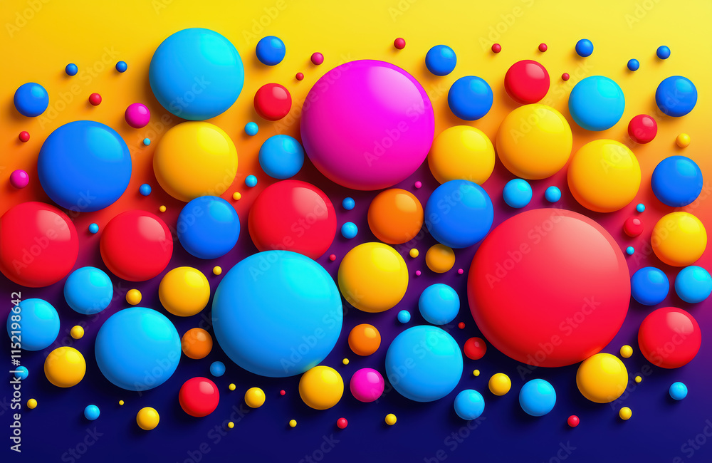 Vibrant multicolored spheres on gradient background Vibrant multicolored spheres on gradient background