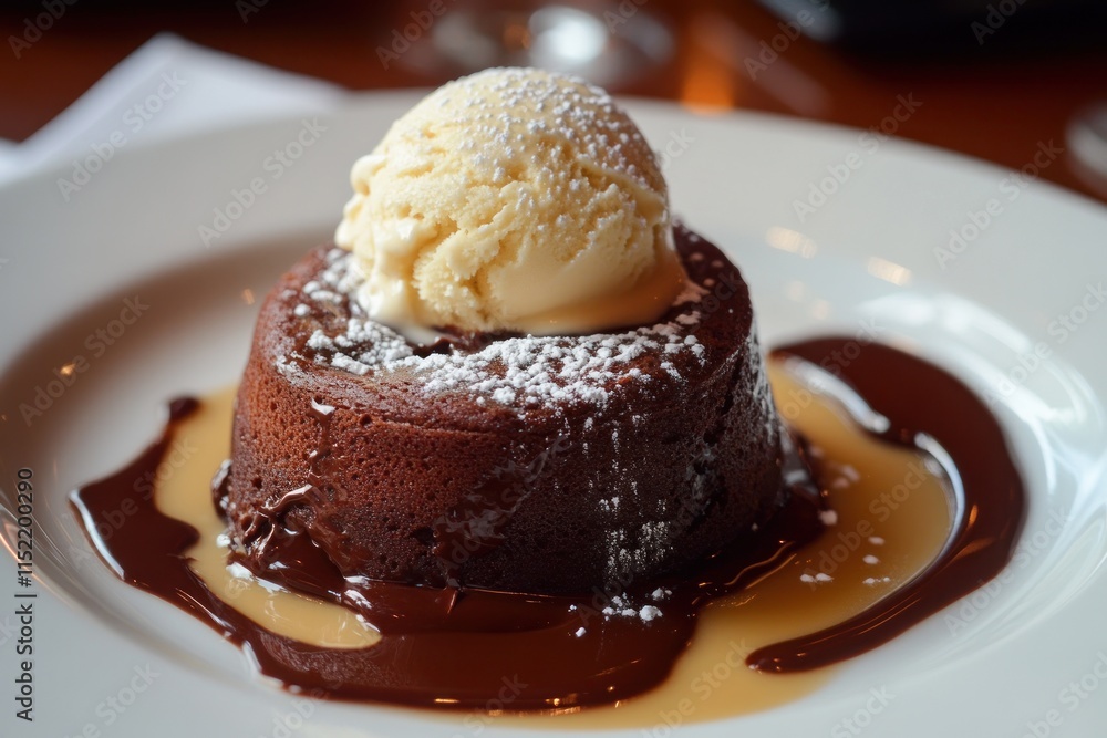 Delicious Chocolate Lava Cake Served With Vanilla Ice Cream Delicious Chocolate Lava Cake Served With Vanilla Ice Cream