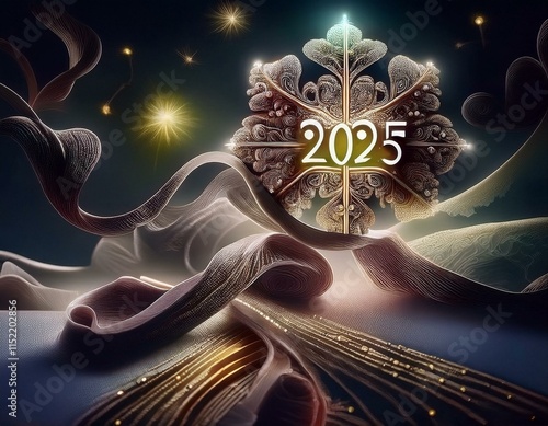 It contains images with the number 2025 and various scenes related to the new year. photo