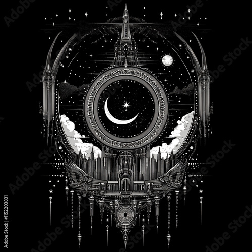 Star and Crescent Bahai Faith illustration photo