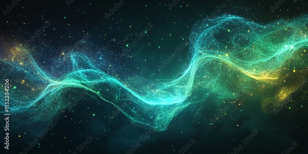 Celestial Nebula Abstract Teal Gold Energy Flow Background Celestial Nebula Abstract Teal Gold Energy Flow Background