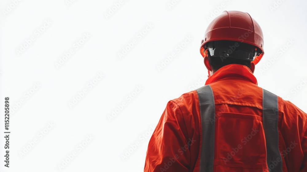 Obraz premium Worker in Safety Gear Against White Background