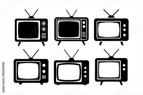Tv silhouette vector icon set design