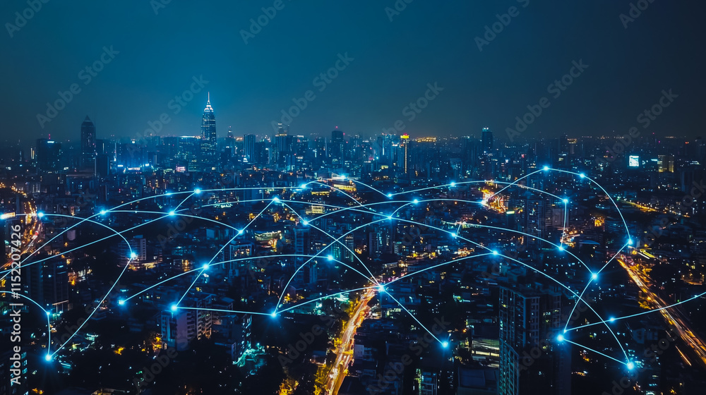 custom made wallpaper toronto digitalSmart digital city with connection cyber security network reciprocity over the cityscape . future smart wireless digital city and social media networking systems that connects people within the city