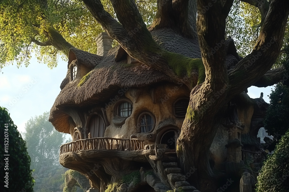 Fototapeta premium Cabane en bois dans un arbre