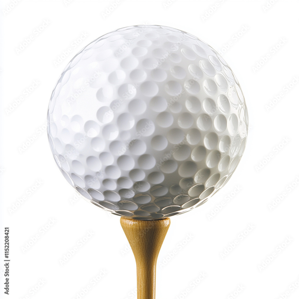 Golf ball on a tee, white background, in PNG format. Golf ball on a tee, white background, in PNG format.