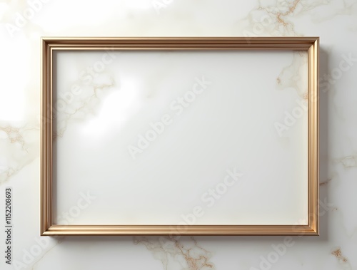 Thin gold frame on marble background