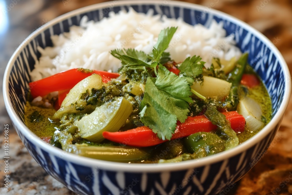 Delicious Green Curry Served With Rice Delicious Green Curry Served With Rice