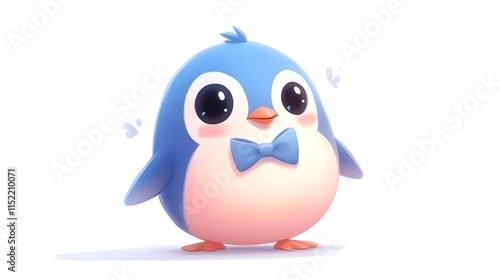 Wallpaper Mural Cute Adorable Little Penguin with Bow Tie in Watercolor Style Torontodigital.ca
