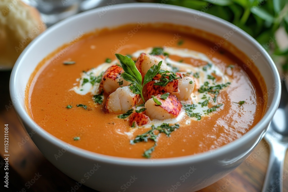 Creamy Lobster Bisque Soup With Herbs Creamy Lobster Bisque Soup With Herbs