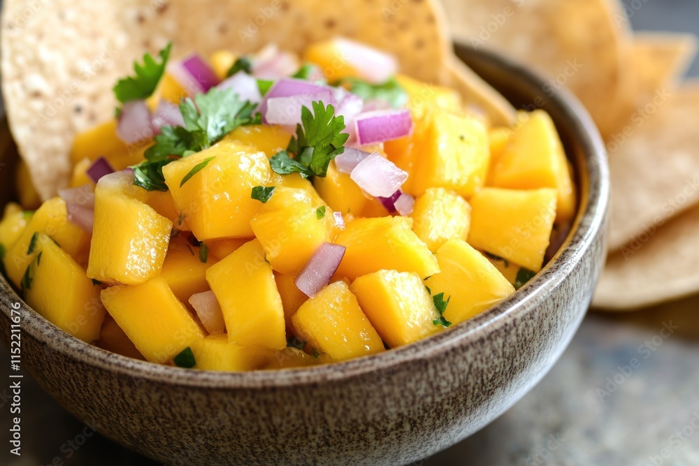 Delicious Mango Salsa With Red Onion And Cilantro Delicious Mango Salsa With Red Onion And Cilantro