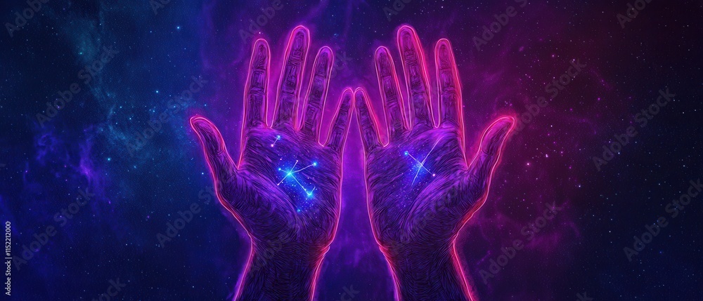 A vibrant image of glowing hands in a cosmic space, symbolizing connection to the universe and the power of creation. A vibrant image of glowing hands in a cosmic space, symbolizing connection to the universe and the power of creation.