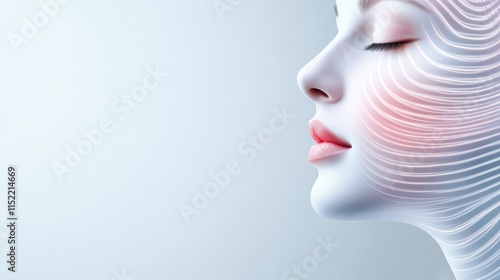 Wallpaper Mural Striking white line on woman face, captivating portrait of beauty and skincare Torontodigital.ca