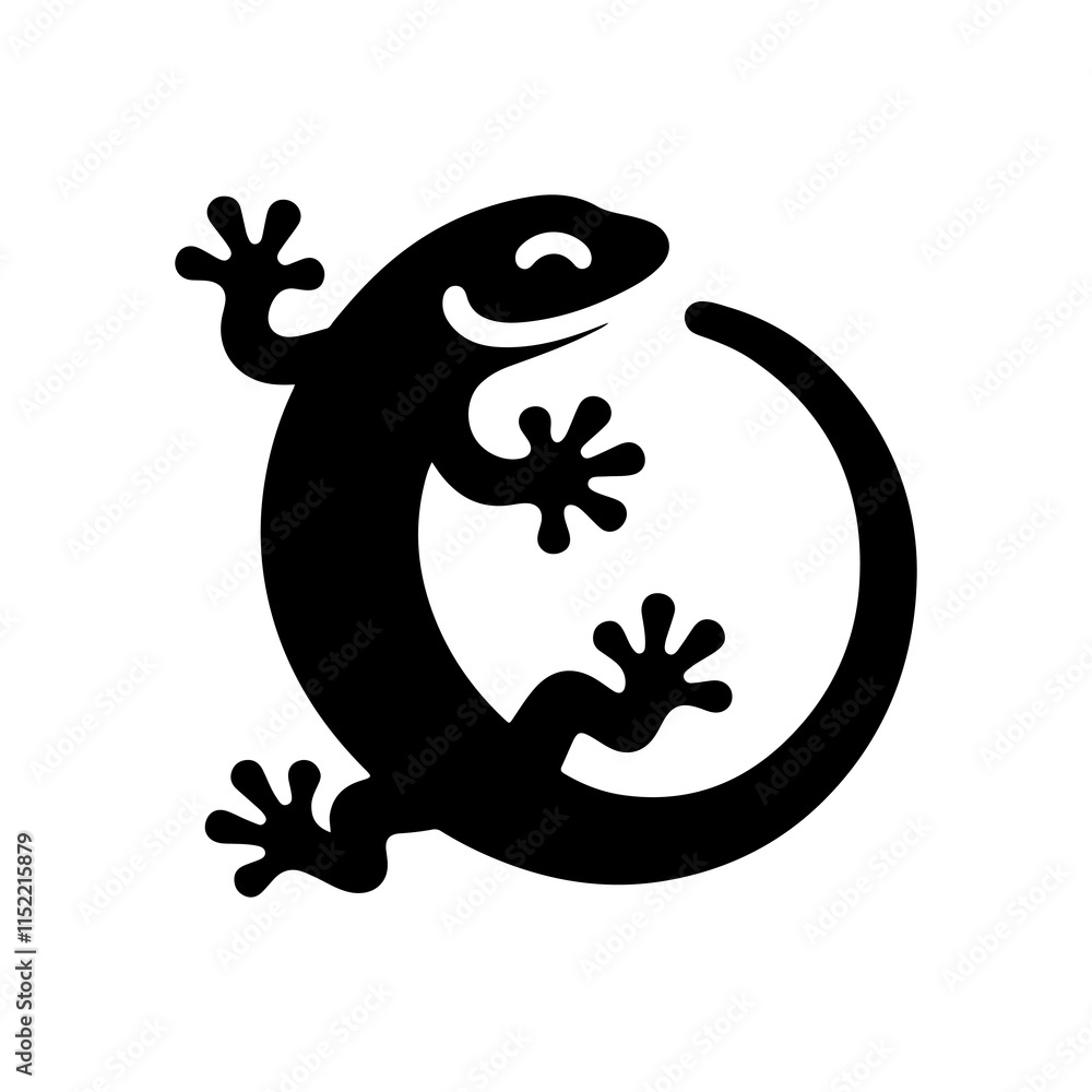 Obraz premium Simple Black Silhouette of a Lizard