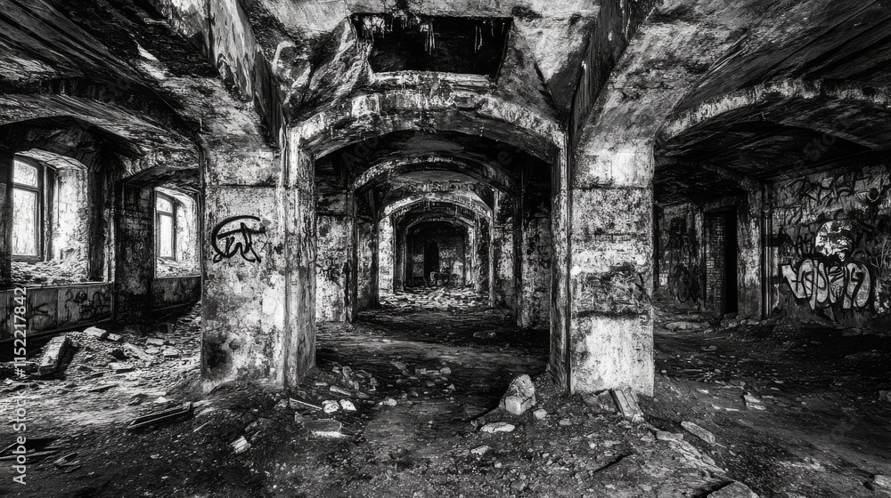 Mysterious Dark Tunnel with Dramatic Lighting Effects Mysterious Dark Tunnel with Dramatic Lighting Effects