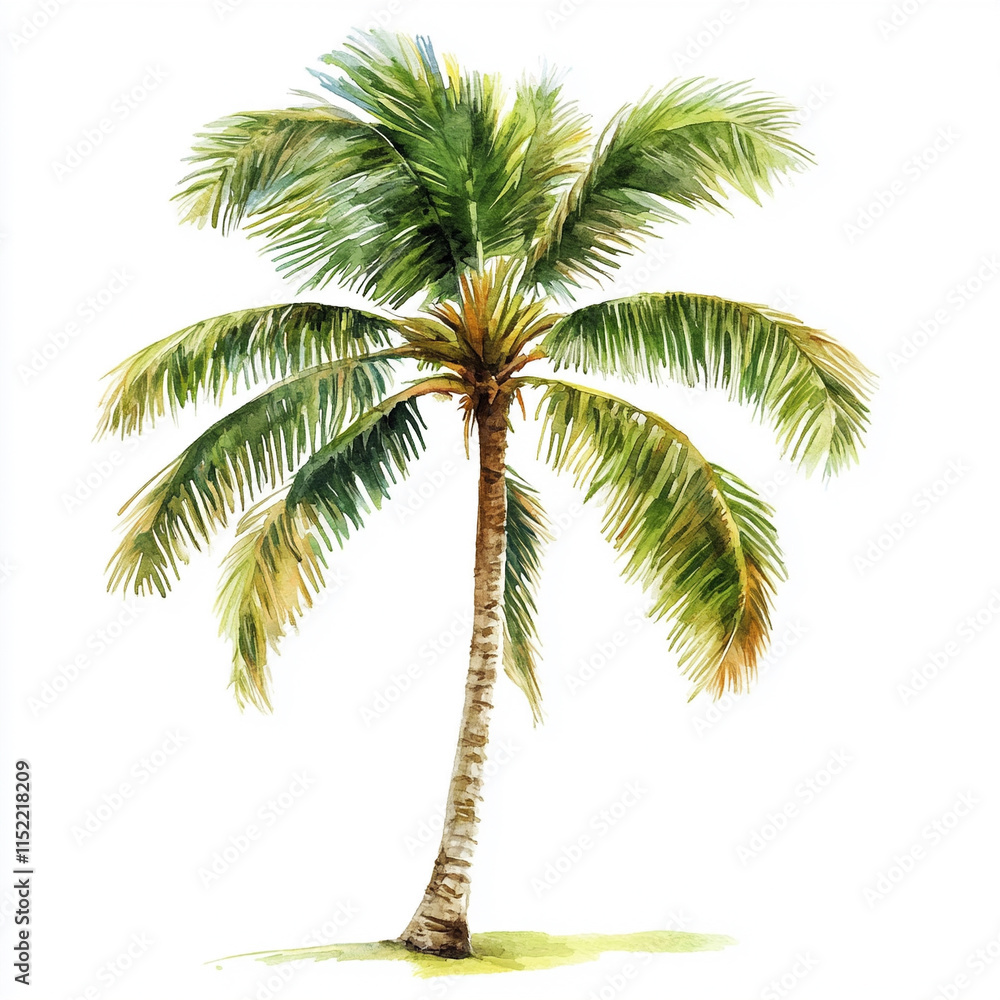 Obraz premium coconut tree watercolor isolated on white background