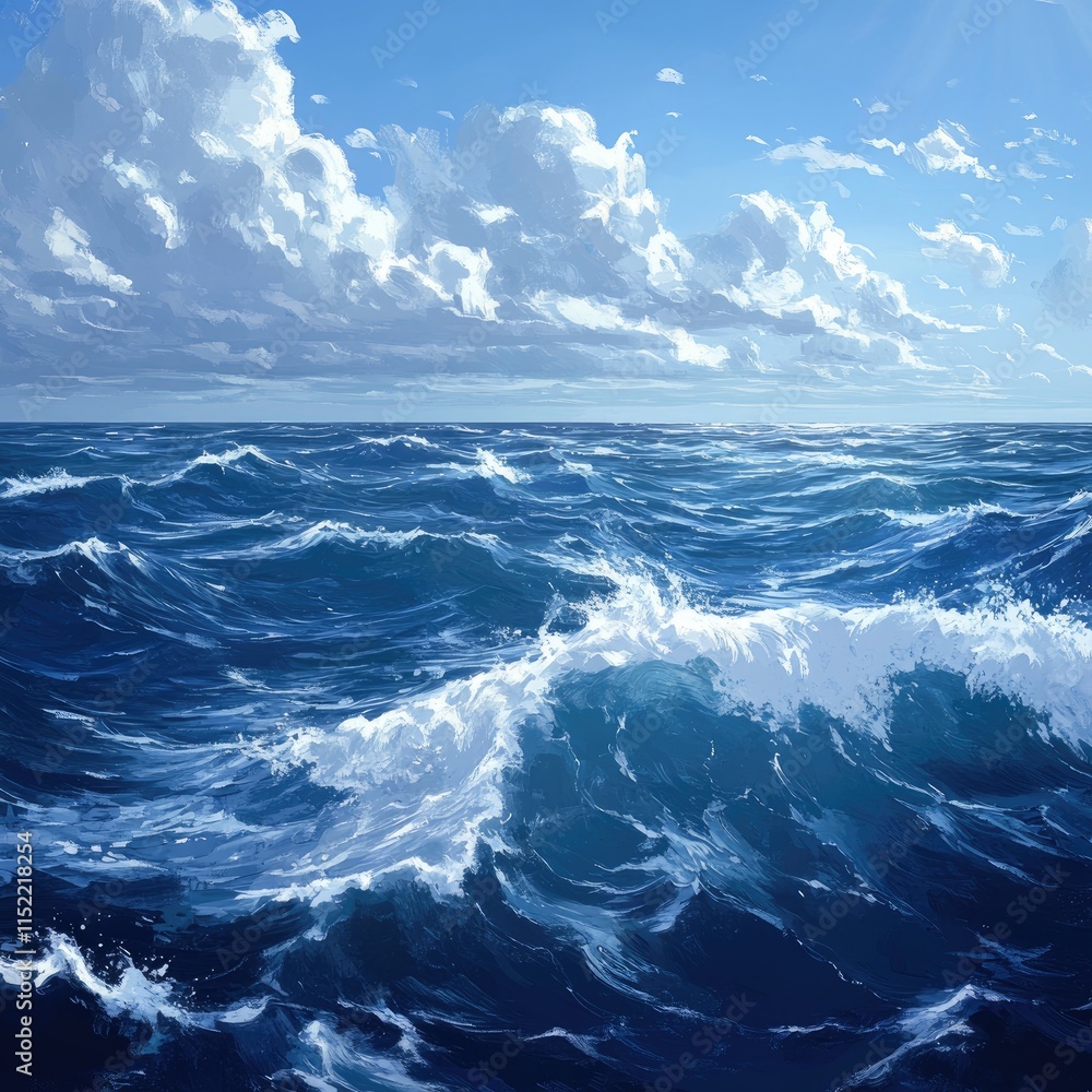 Ocean Waves Under a Cloudy Sky Ocean Waves Under a Cloudy Sky