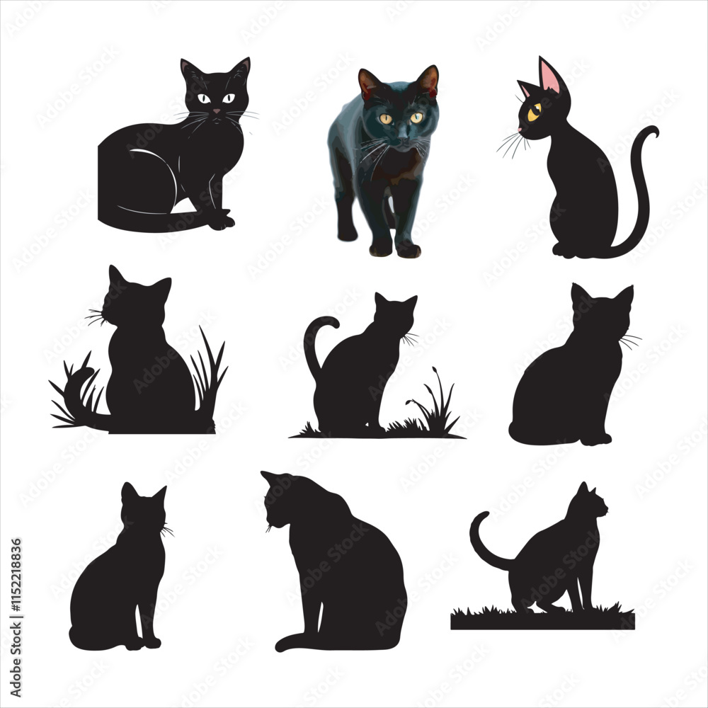 Cat Silhouette Vector Illustration Cat Silhouette Vector Illustration