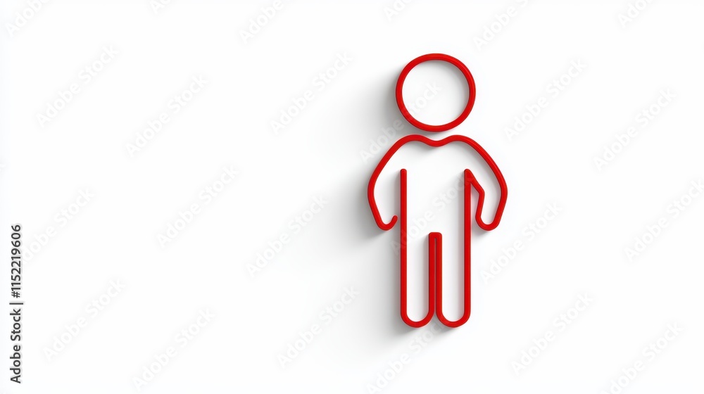 Balancing act, person standing on red paperclip symbolizing challenge and overcoming obstacles Balancing act, person standing on red paperclip symbolizing challenge and overcoming obstacles