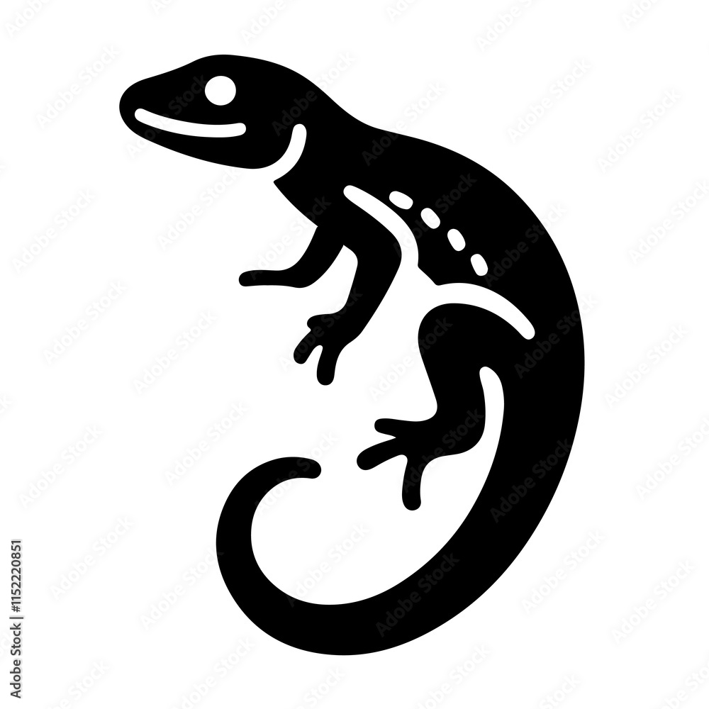 Simple Black Silhouette of a Lizard Simple Black Silhouette of a Lizard
