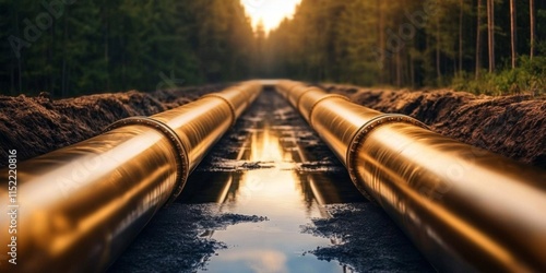 Obraz na płótnie Transporting CO2 via Industrial Pipelines for Underground Storage w salonie
