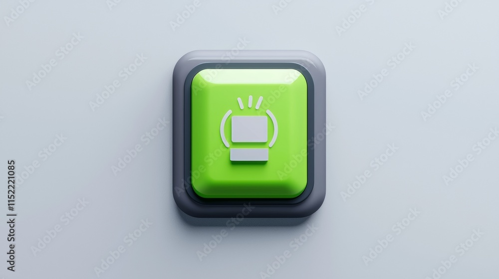 Green notification button designed for alert systems in digital interfaces Green notification button designed for alert systems in digital interfaces