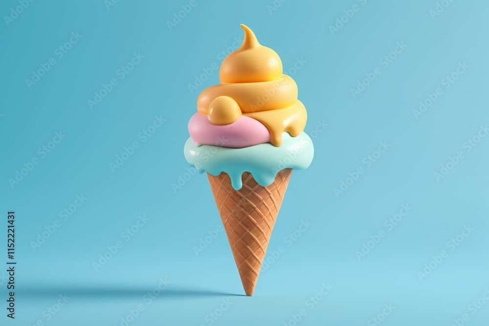 there is a yellow and blue ice cream cone with a yellow top there is a yellow and blue ice cream cone with a yellow top