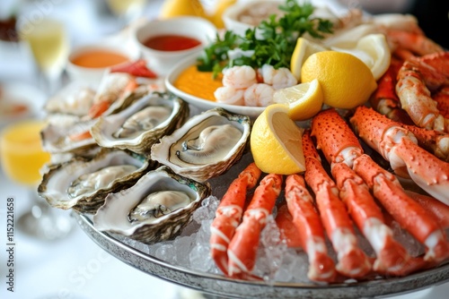 A Luxurious Seafood Platter With Oysters Crab And Shrimp