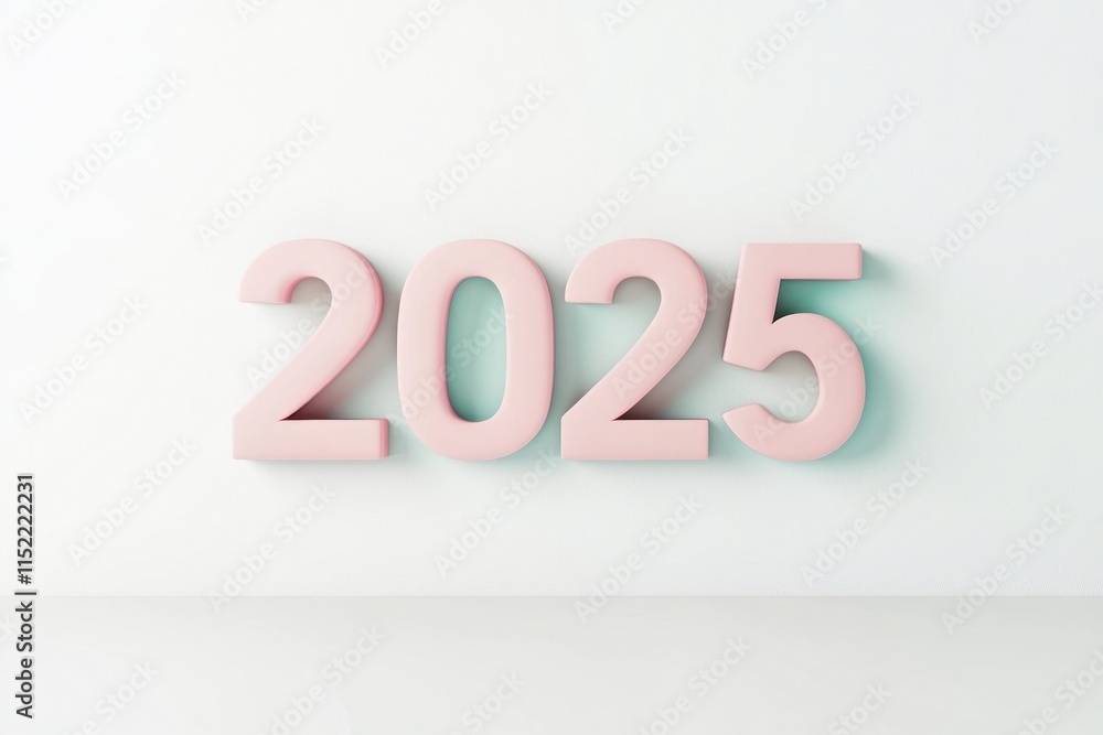 Elegant 2025 Design - Modern Pink Numbers on a Clean White Background Elegant 2025 Design - Modern Pink Numbers on a Clean White Background