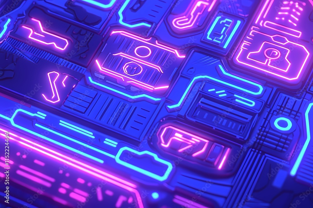 Futuristic Abstract Neon Circuit Design With Vibrant Colors Futuristic Abstract Neon Circuit Design With Vibrant Colors