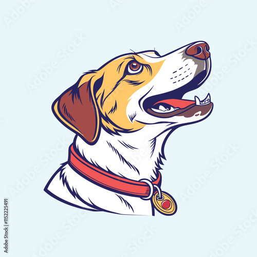 A dog head vector is a stylized, scalable digital illustration of a dog's head, often used for logos or icons. photo