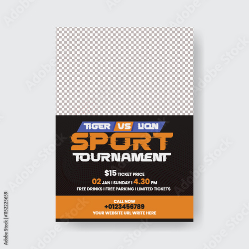 Sports tournament and gym fitness a4 vertical editable print flyer or poster, soccer event poster leaflet brochure cover template design