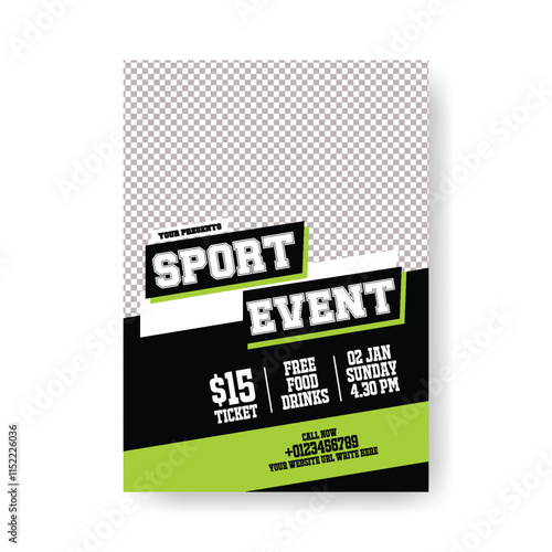 Sports tournament and gym fitness a4 vertical editable print flyer or poster, soccer event poster leaflet brochure cover template design