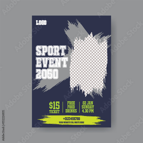 Sports event editable print flyer or poster template and fitness workout flyer poster, leaflet brochure cover design