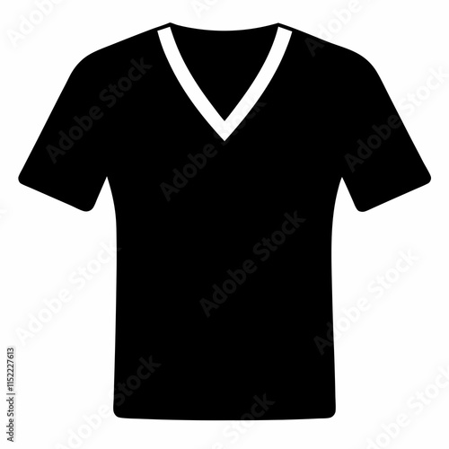 V-Neck Shirt Black Silhouette Vector