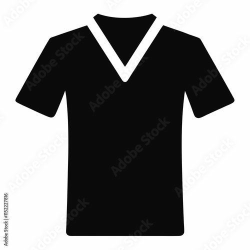 V-Neck Shirt Black Silhouette Vector