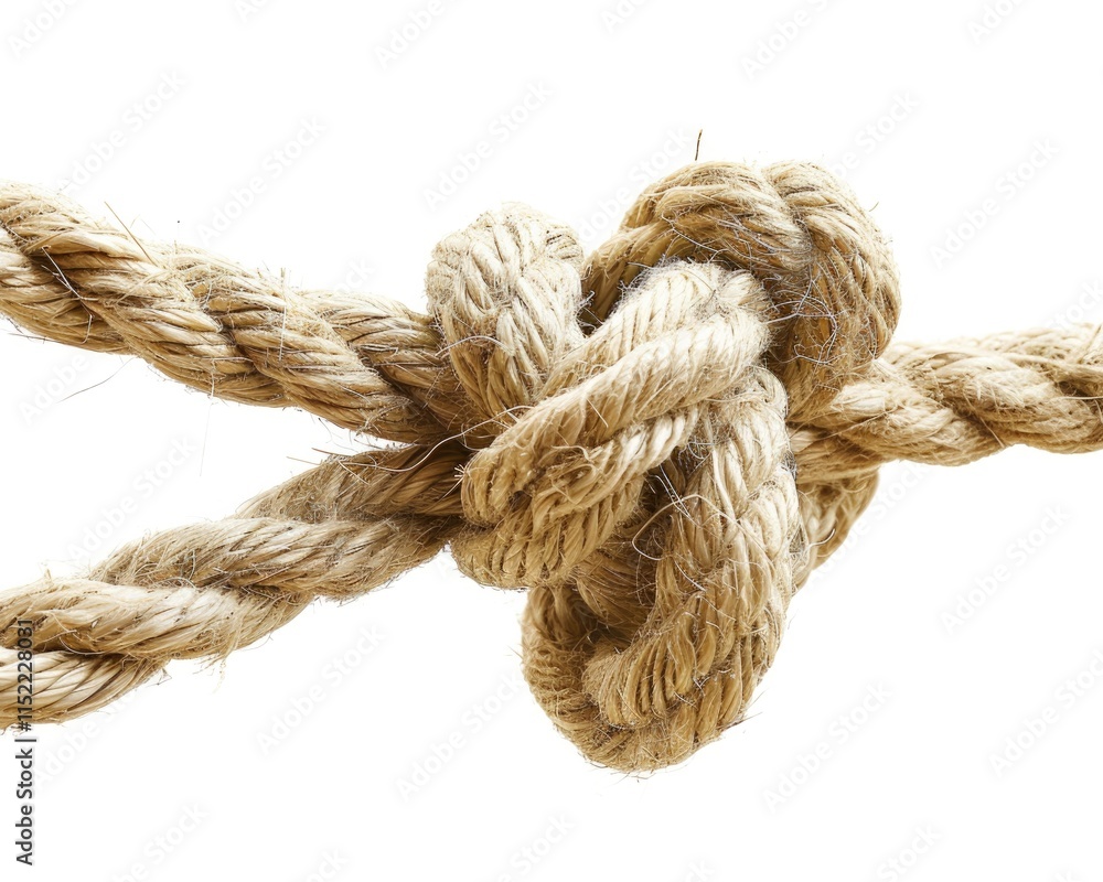 White Linen Rope Bow Knot Isolated on Rough Background White Linen Rope Bow Knot Isolated on Rough Background