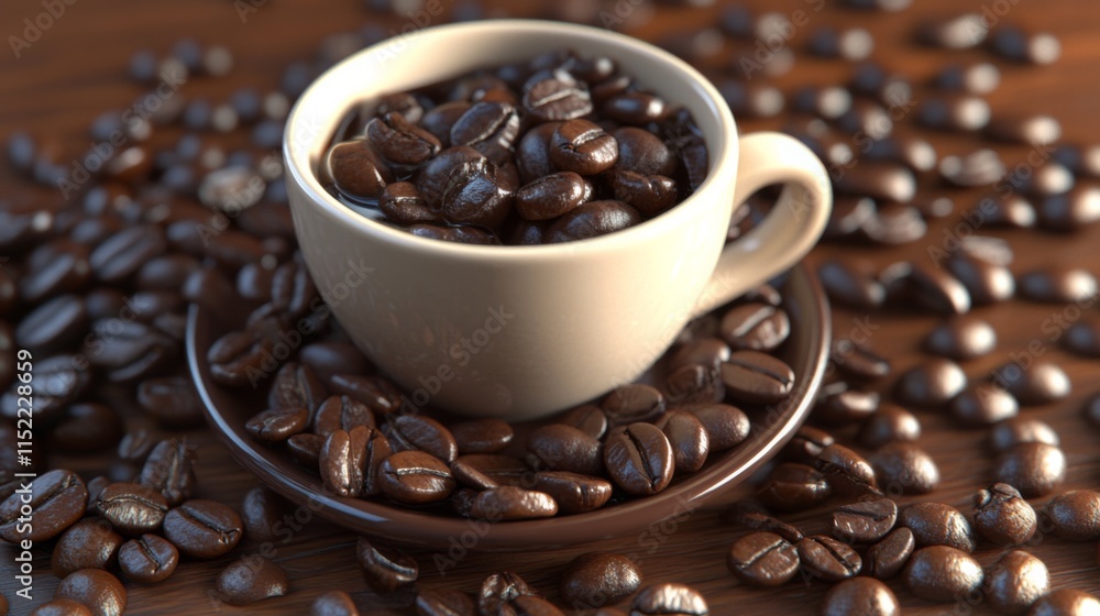 Fototapeta premium Close-Up of Coffee Beans in a Clean Isolated Setting
