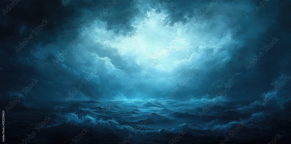 Fototapeta premium Dark Stormy Sea Under Gloomy Sky