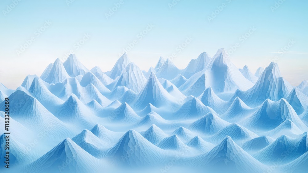 Fototapeta premium Tranquil snowy mountain landscape under a clear blue sky, evoking serenity and peace.