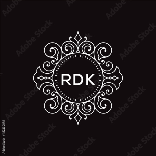 RDK letter logo design with black background in illustrator, vector logo modern alphabet font overlap style. calligraphy designs for logo, Poster, Invitation, etc.	 photo